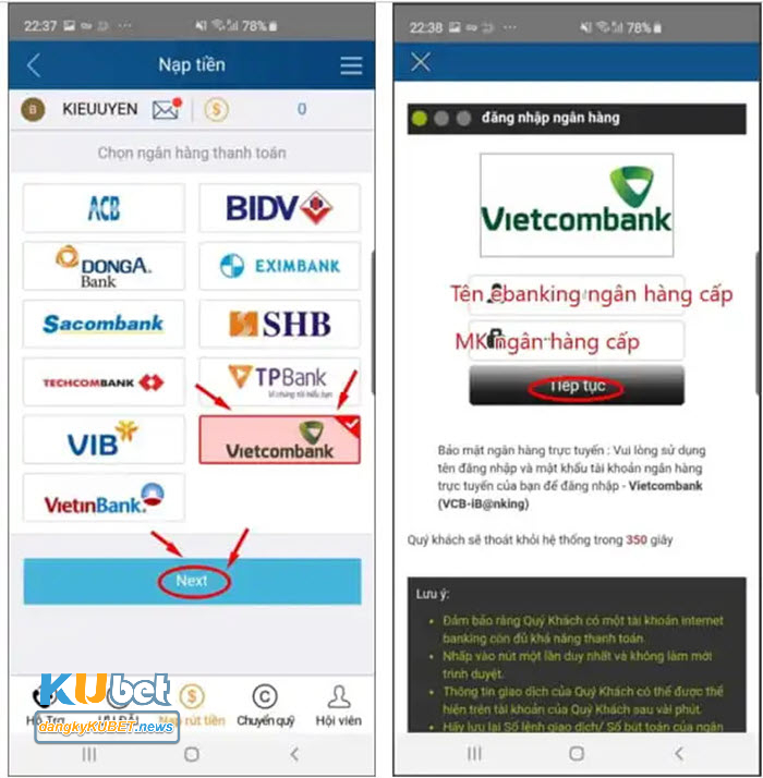 Một số điều kiện để anh em được hỗ trợ giao dịch nạp tiền Kubet