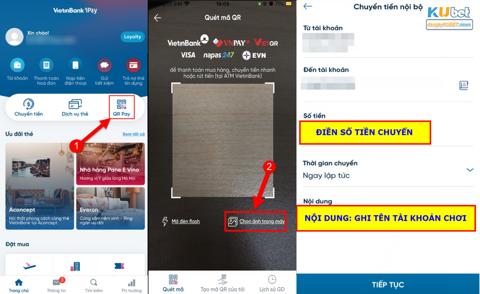 Nạp tiền thông qua QR code