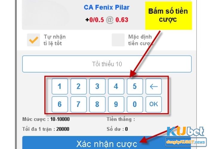 Nhập số điểm bạn muốn cá vào ô